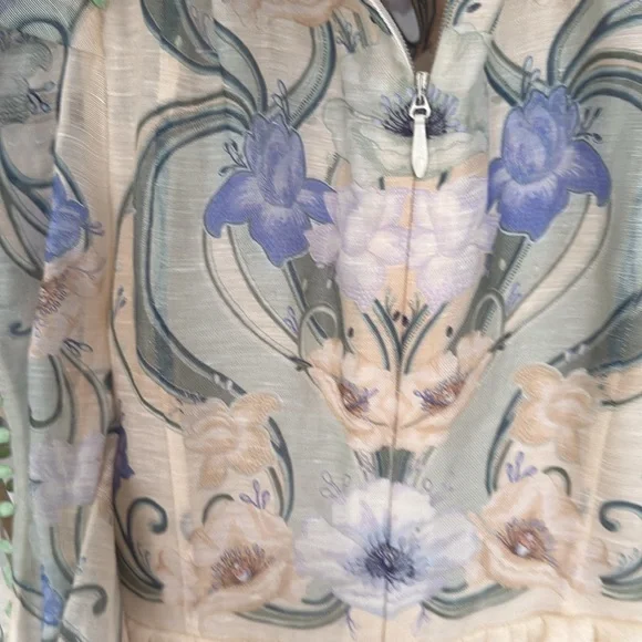 Zimmermann Tan and Blue Long Sleeve Sundress - Picture 7 of 9